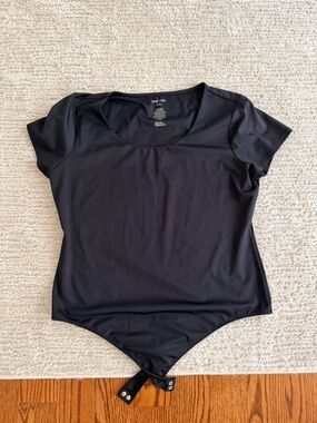 Nine West Black Short-Sleeve Bodysuit